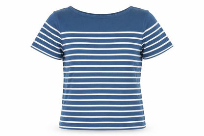 Seasalt Women Blue Striped Organic Cotton Short Sleeve T-Shirt UK 12