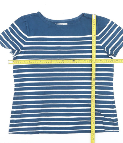 Seasalt Women Blue Striped Organic Cotton Short Sleeve T-Shirt UK 12