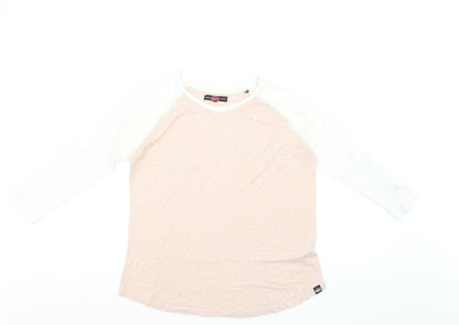 Superdry Men's Beige & White Raglan 3/4 Sleeve Casual Top M
