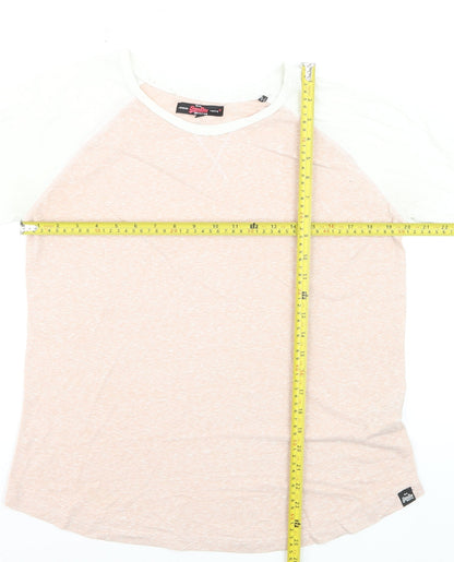 Superdry Men's Beige & White Raglan 3/4 Sleeve Casual Top M