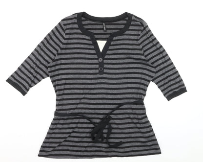 Marks and Spencer Womens Grey Striped Henley Tunic Top UK 20