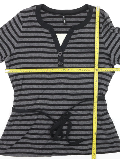 Marks and Spencer Womens Grey Striped Henley Tunic Top UK 20