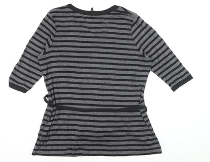 Marks and Spencer Womens Grey Striped Henley Tunic Top UK 20