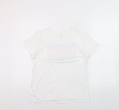Levi's Men's White Small Logo Graphic Short Sleeve T-Shirt
