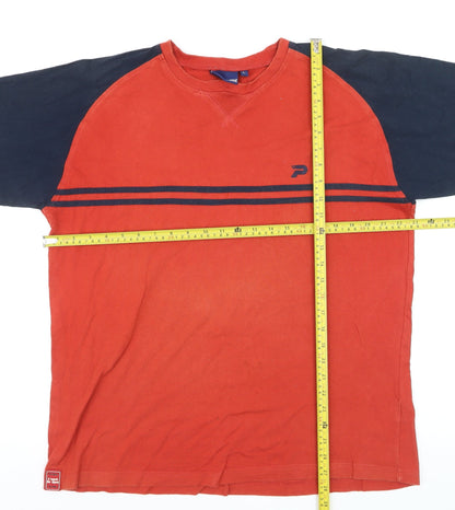 Patrick Men's Red Blue Crew Neck Short Sleeve Cotton T-Shirt Size L