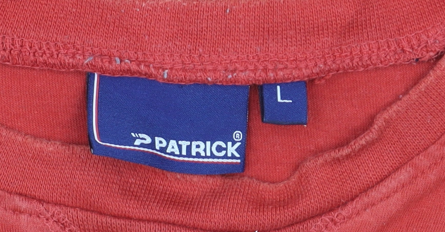 Patrick Men's Red Blue Crew Neck Short Sleeve Cotton T-Shirt Size L