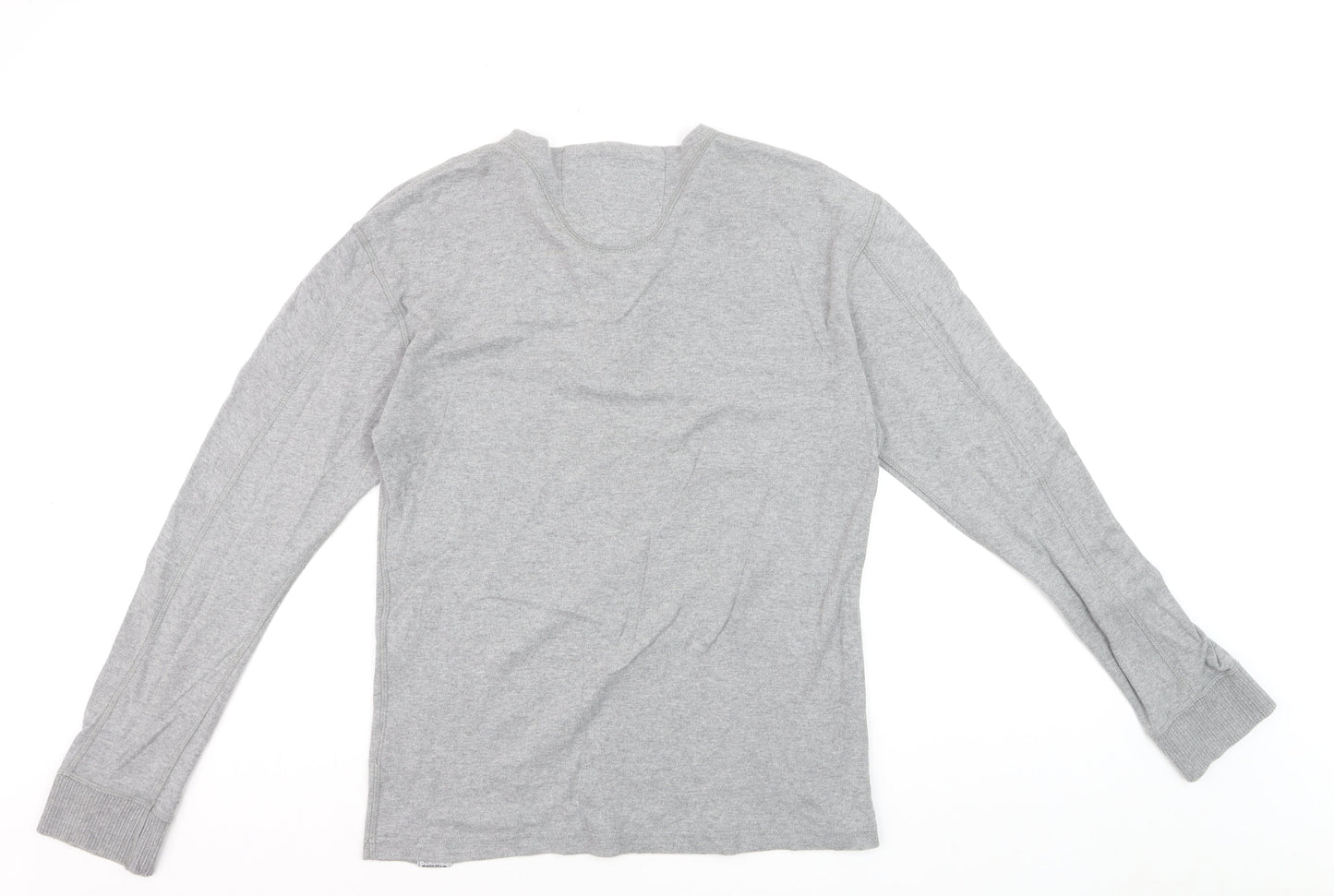 Superdry Men's Grey XL Long Sleeve Cotton Henley Shirt