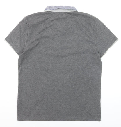 The Spitalfields Shirt Co Men’s Grey Polo Shirt Size L Collared Button-Down