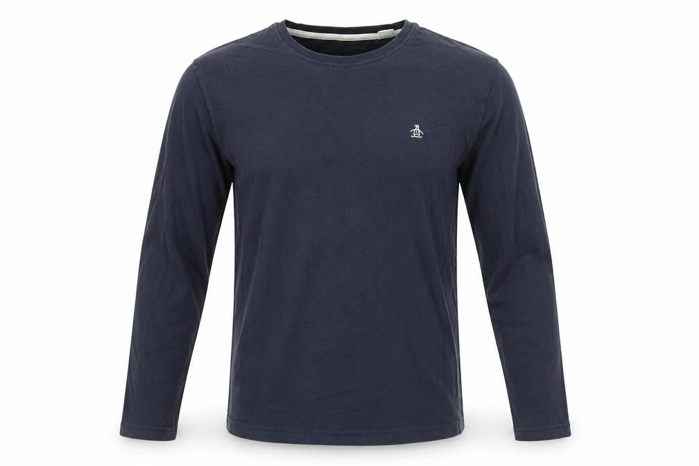 Original Penguin by Munsingwear Men's Blue Long Sleeve Cotton Crew Neck Top Size L