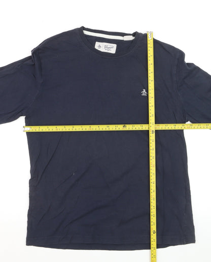 Penguin by Munsingwear Men's Blue Long Sleeve Cotton Crew Neck Top Size L