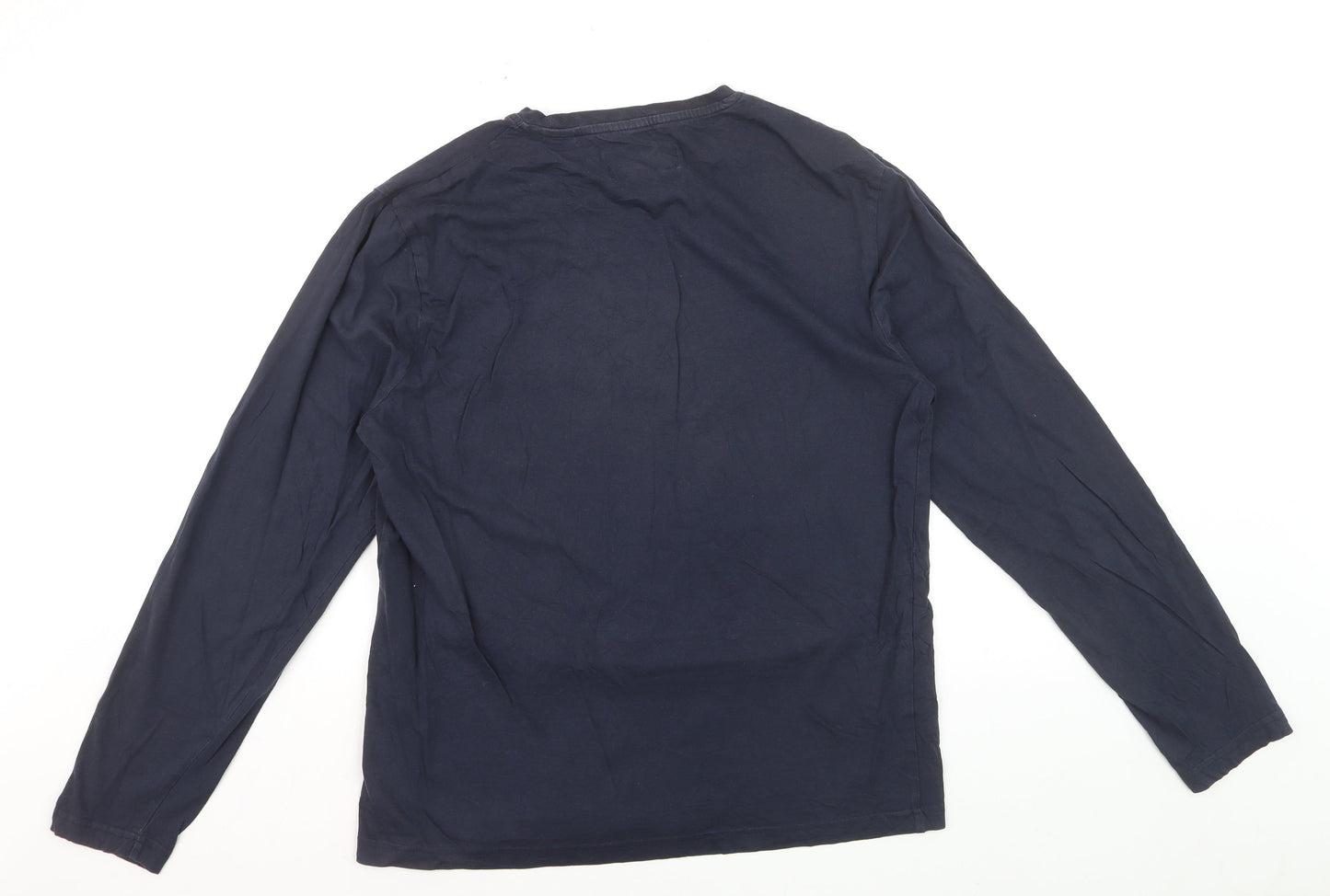 Penguin by Munsingwear Men's Blue Long Sleeve Cotton Crew Neck Top Size L