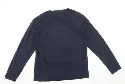 Penguin by Munsingwear Men's Blue Long Sleeve Cotton Crew Neck Top Size L