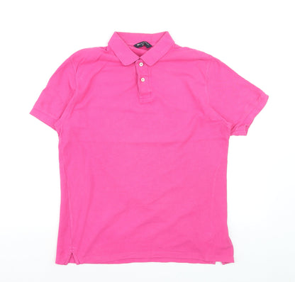 Marks and Spencer Blue Harbour Men's Pink Cotton Polo Shirt M