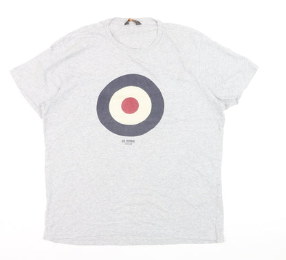Ben Sherman Men's Grey Mod Target Graphic T-Shirt Size L