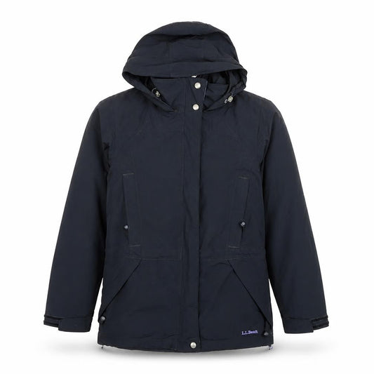 L.L.Bean Men's Black Nylon Hooded Parka Jacket Size S Waterproof