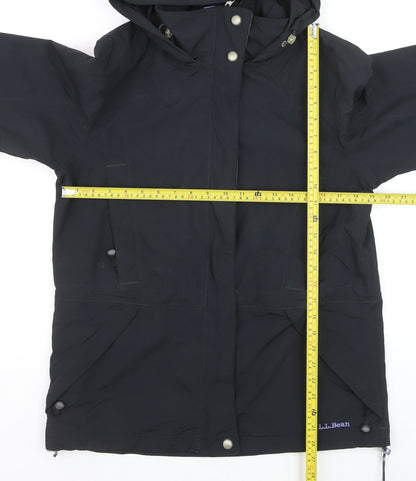 L.L.Bean Men's Black Nylon Hooded Parka Jacket Size S Waterproof