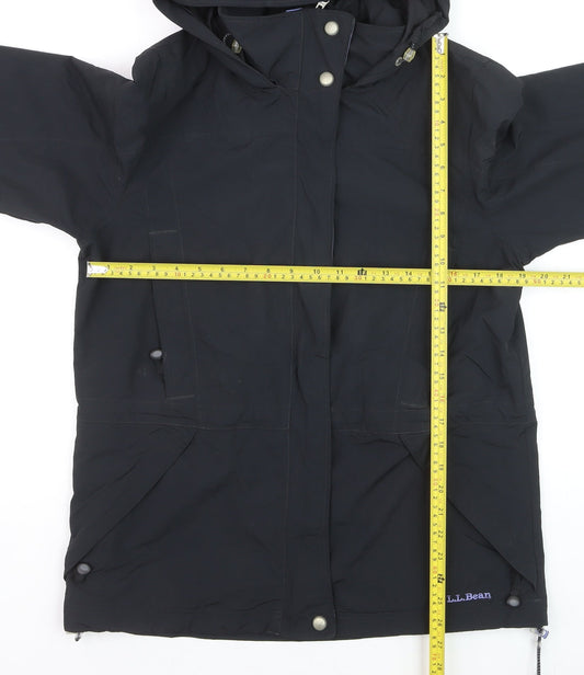 L.L.Bean Men's Black Nylon Hooded Parka Jacket Size S Waterproof