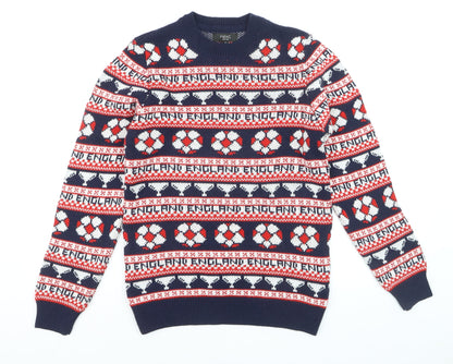 Next Men’s Blue Christmas Fair Isle Jumper XS Crew Neck Knit