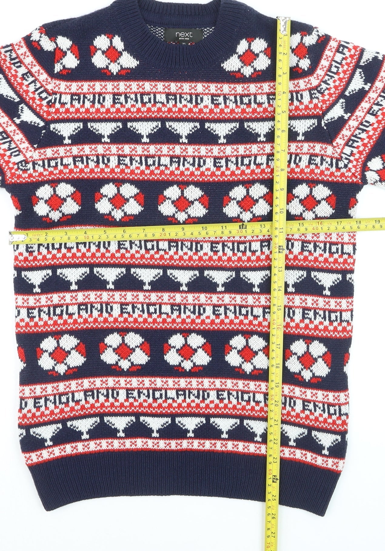 Next Men’s Blue Christmas Fair Isle Jumper XS Crew Neck Knit