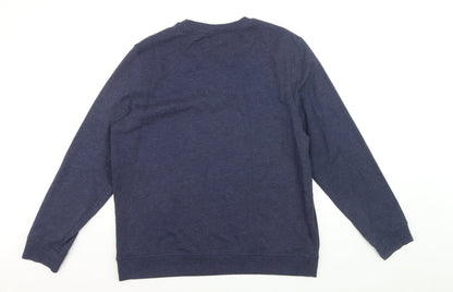 Red Herring Men's Blue Large Graphic Cotton Pullover Jumper