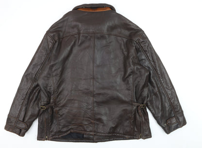 Timberland Men's Brown Leather Waterproof Lined Jacket XL