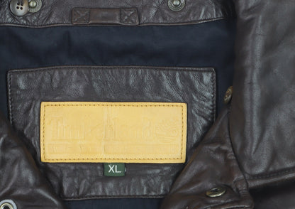 Timberland Men's Brown Leather Waterproof Lined Jacket XL