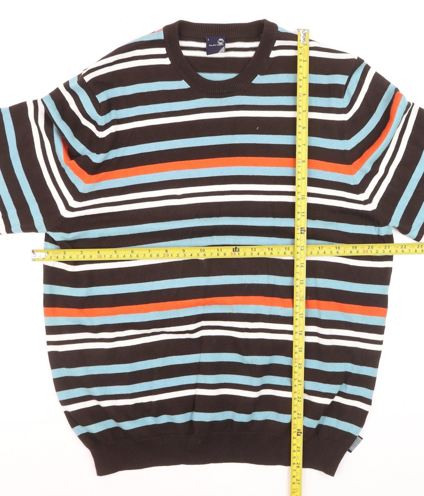 Outrage Men's Multicoloured Striped Cotton Crew Neck Jumper M