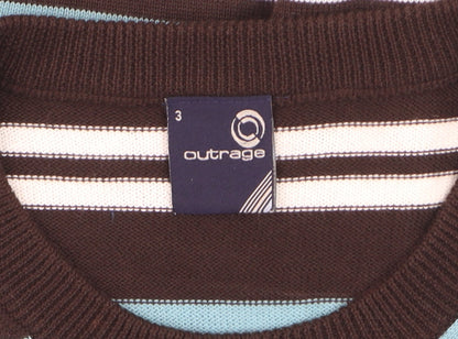 Outrage Men's Multicoloured Striped Cotton Crew Neck Jumper M