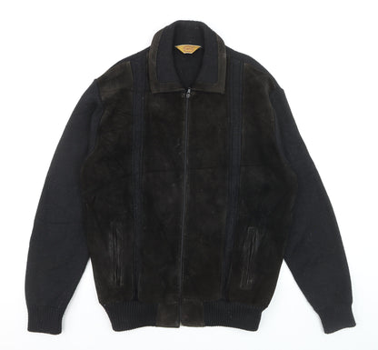 Gabicci Men's Black 3XL Wool Leather Bomber Jacket