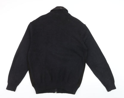 Gabicci Men's Black 3XL Wool Leather Bomber Jacket