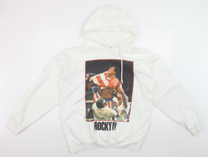 boohooMAN Men’s White Rocky IV Pullover Hoodie Size S