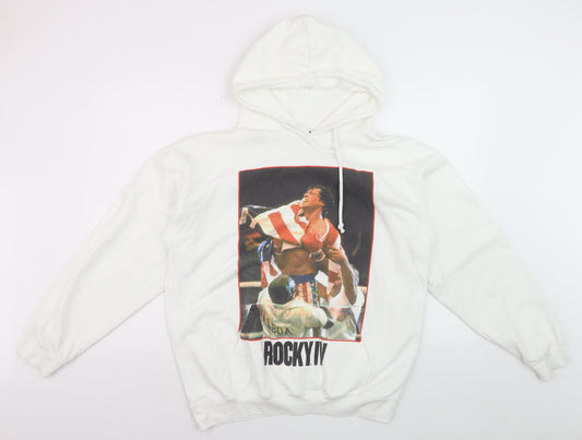 boohooMAN Men’s White Rocky IV Pullover Hoodie Size S