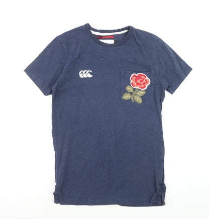 Canterbury Womens Blue Cotton England RFU Rose T-Shirt Size L
