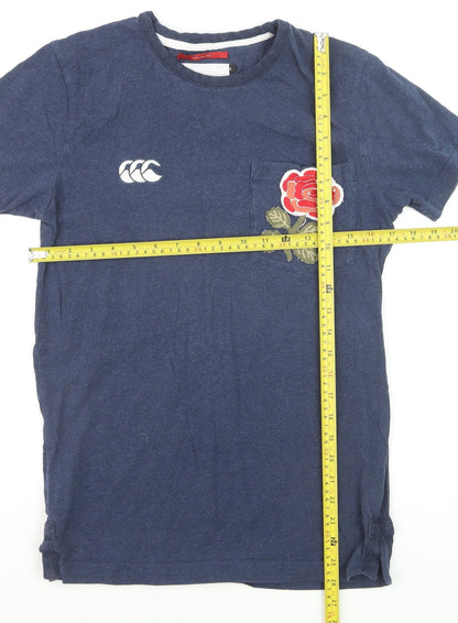 Canterbury Womens Blue Cotton England RFU Rose T-Shirt Size L