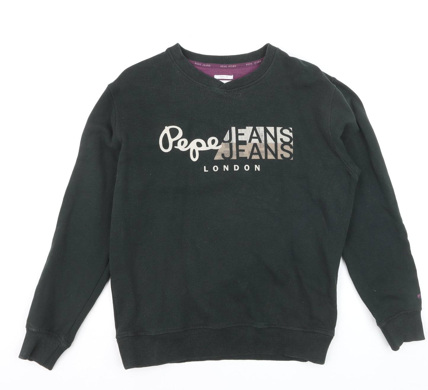 Pepe Jeans Mens Black Regular Fit Cotton Sweatshirt M