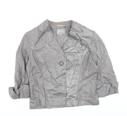 Marks and Spencer Per Una Grey Pure Linen Single Breasted Jacket Size 14