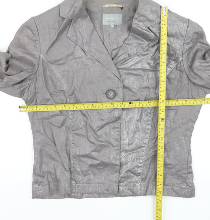 Marks and Spencer Per Una Grey Pure Linen Single Breasted Jacket Size 14