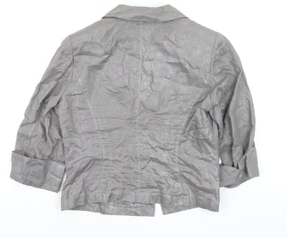 Marks and Spencer Per Una Grey Pure Linen Single Breasted Jacket Size 14