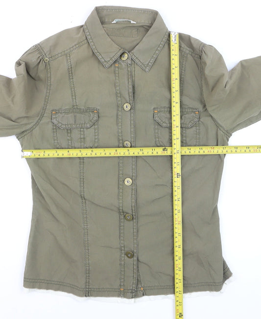 Marks and Spencer Women Green Size 12 Cotton Military Jacket