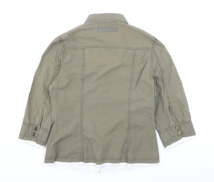 Marks and Spencer Women Green Size 12 Cotton Military Jacket