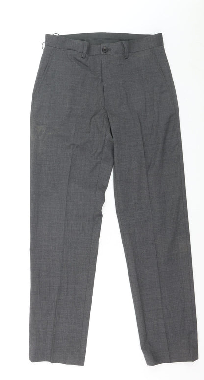 Marks and Spencer Men's Charcoal Grey Regular Fit Dress Trousers 30in Waist