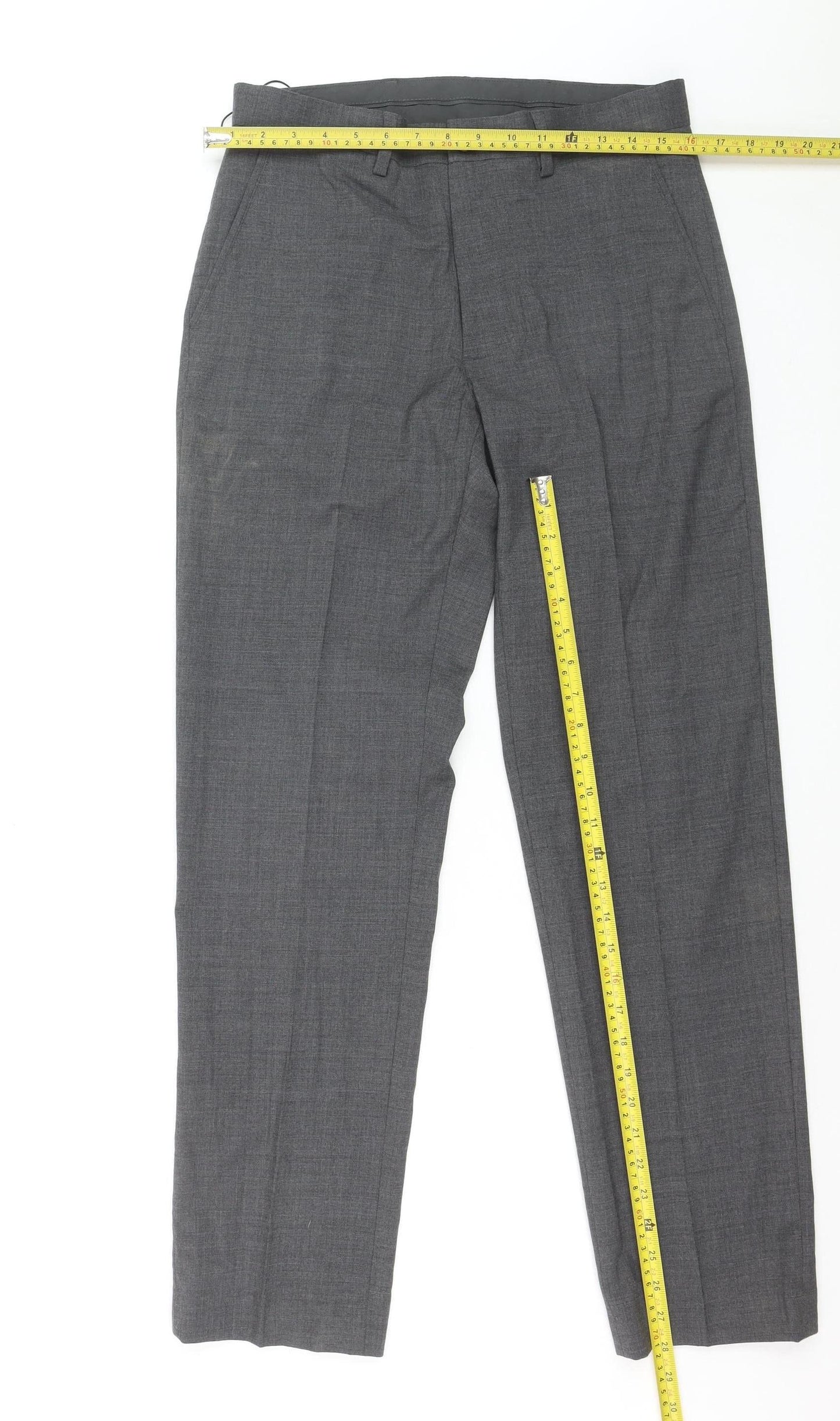 Marks and Spencer Men's Charcoal Grey Regular Fit Dress Trousers 30in Waist