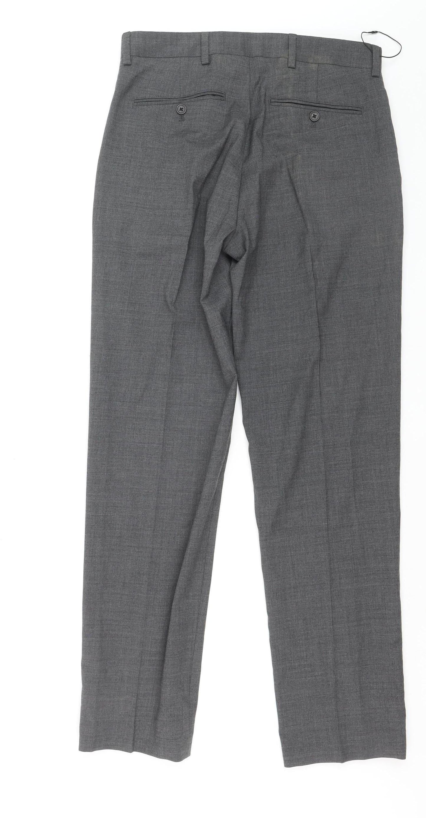 Marks and Spencer Men's Charcoal Grey Regular Fit Dress Trousers 30in Waist