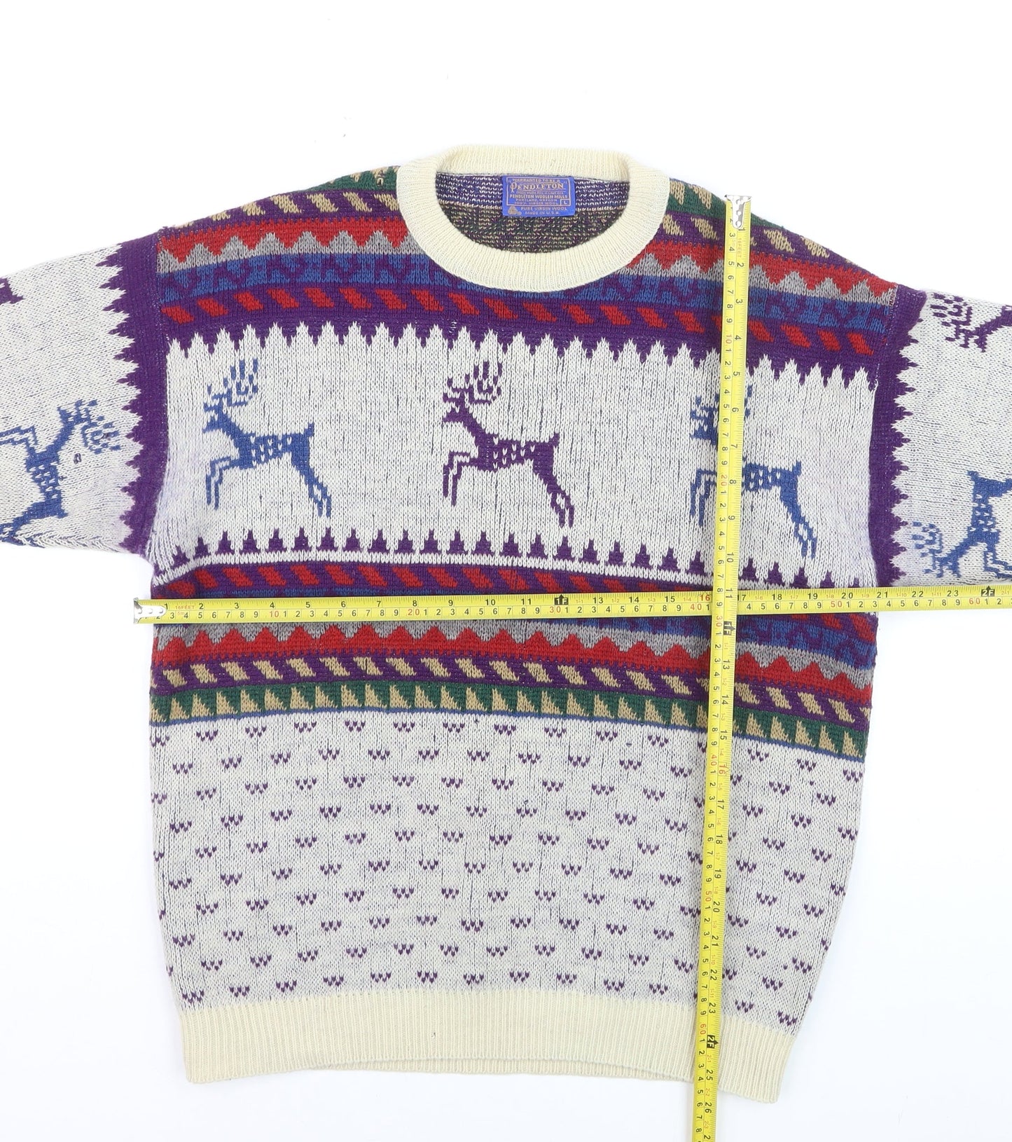 Pendleton Men's Multicoloured Wool Fair Isle Reindeer Jumper L
