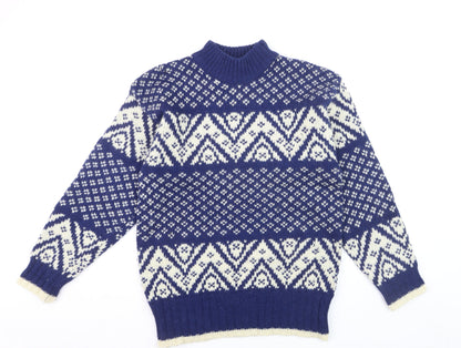 Marsh Landing Men's Blue Fair Isle Wool Pullover Jumper M