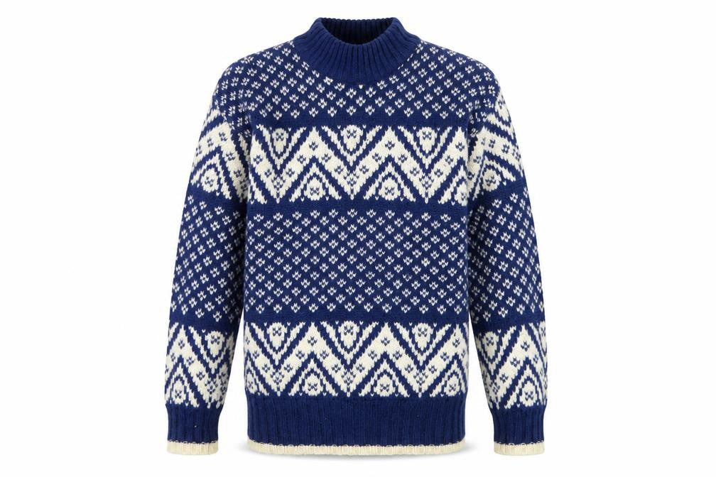 Marsh Landing Men's Blue Fair Isle Wool Pullover Jumper M