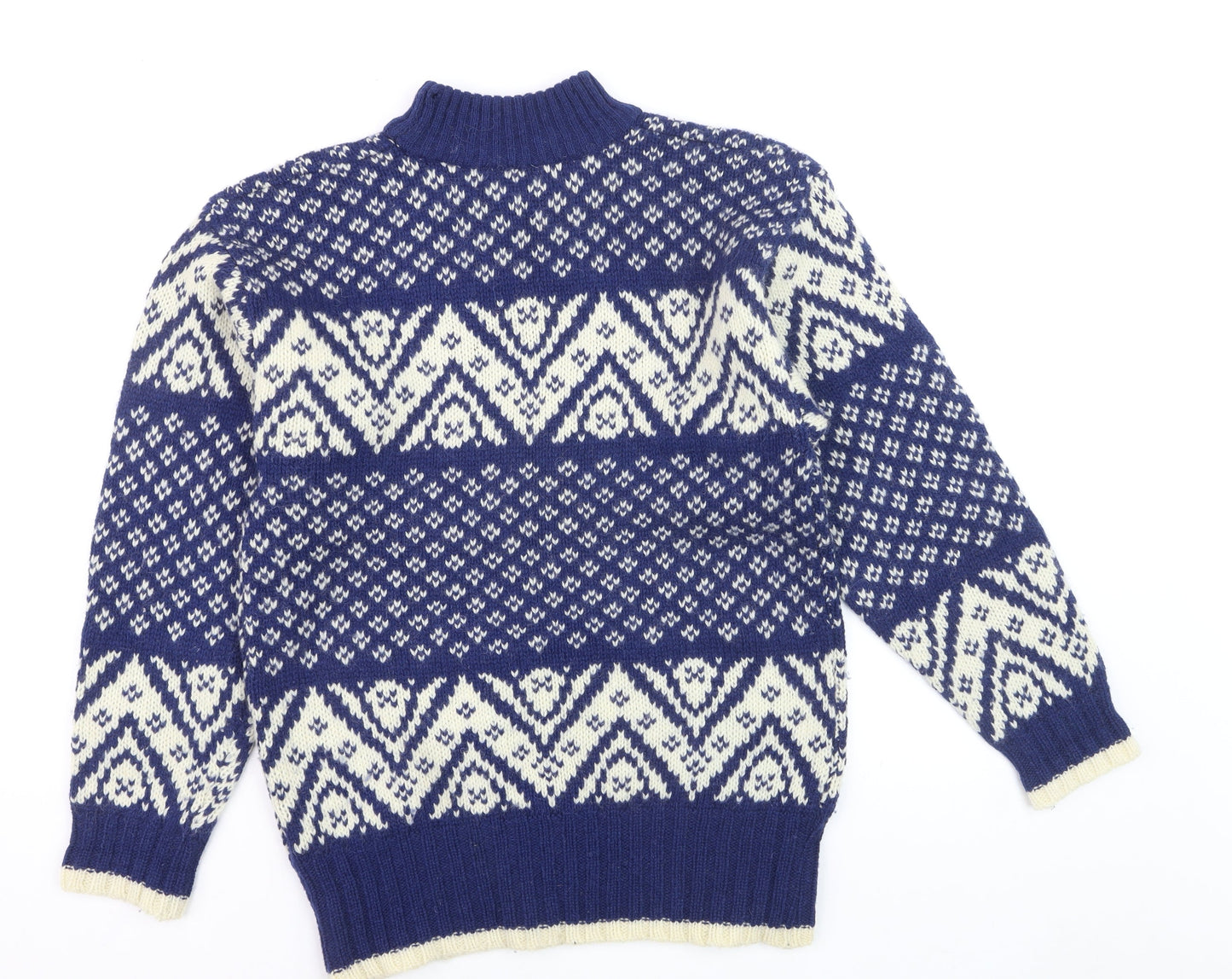 Marsh Landing Men's Blue Fair Isle Wool Pullover Jumper M