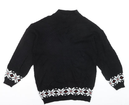 Morgan Square Men's Black Medium Fair Isle High Neck Jumper