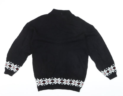 Morgan Square Men's Black Medium Fair Isle High Neck Jumper