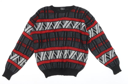Mark Elliot Men's Multicoloured Geometric Knit Jumper XL Wool Blend